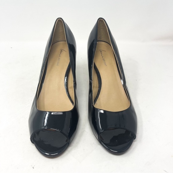 Lane Bryant Black Vegan Leather Peep Toe Pump Heel Size 10 - Picture 4 of 9